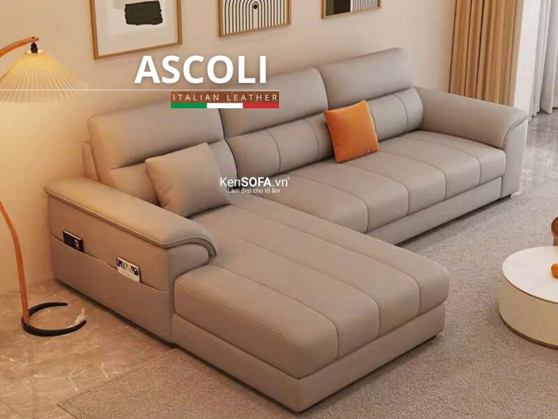 Sofa góc da cao cấp CC128 Ascoli Hàn Quốc nhập khẩu