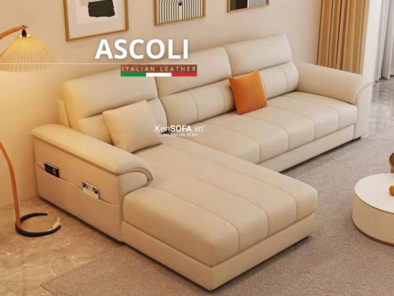 Sofa góc da cao cấp CC128 Ascoli Hàn Quốc nhập khẩu