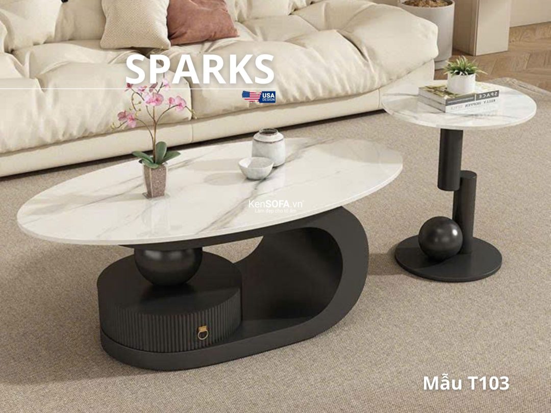 Cặp bàn sofa mặt đá Ceramic T103 Sparks